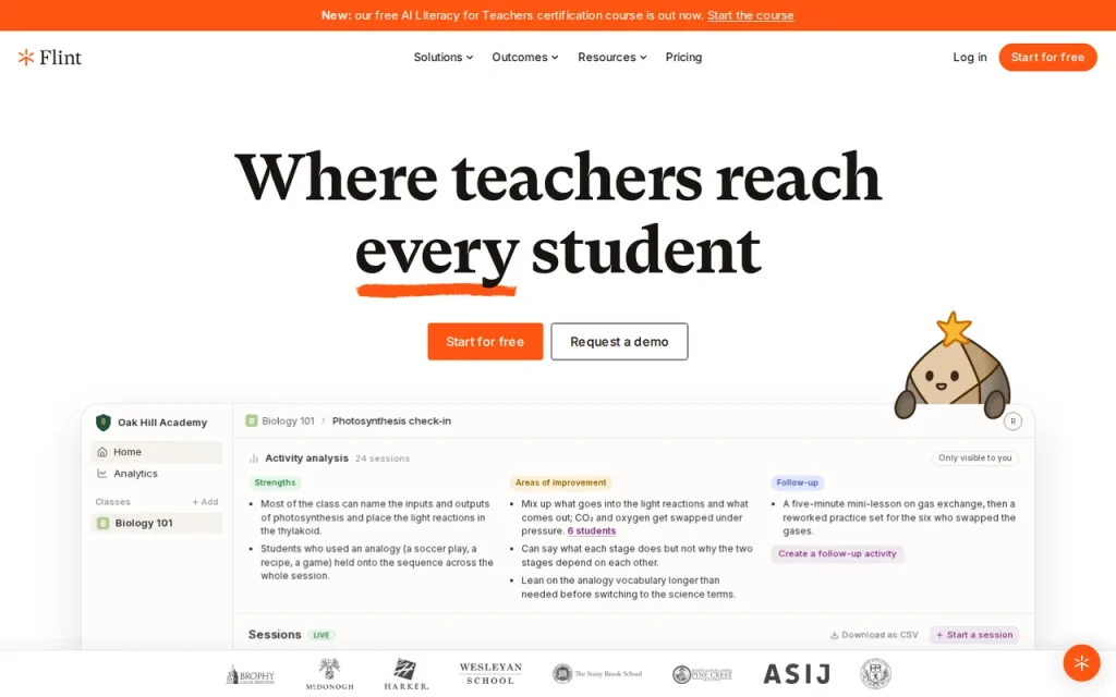 Flint homepage screenshot showing the official landing page