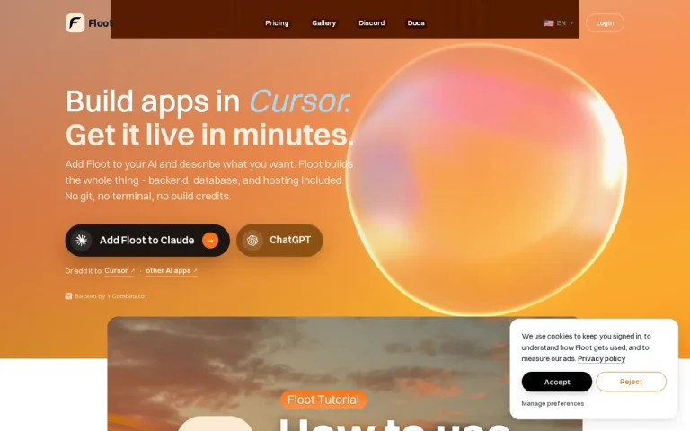 Floot homepage screenshot showing the official landing page