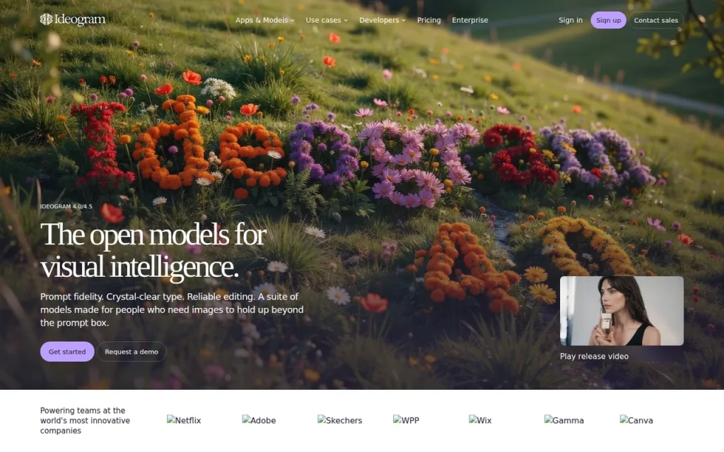 Ideogram homepage screenshot showing the official landing page