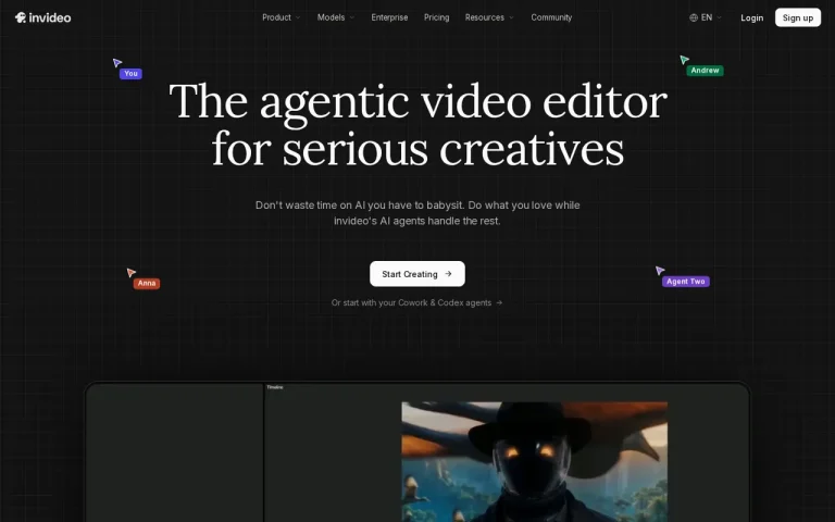 InVideo homepage screenshot showing the official landing page