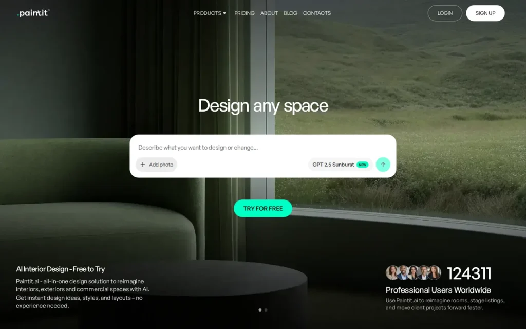 PaintIt AI homepage screenshot showing the official landing page