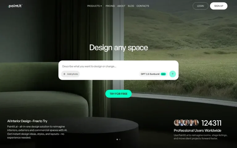 PaintIt AI homepage screenshot showing the official landing page