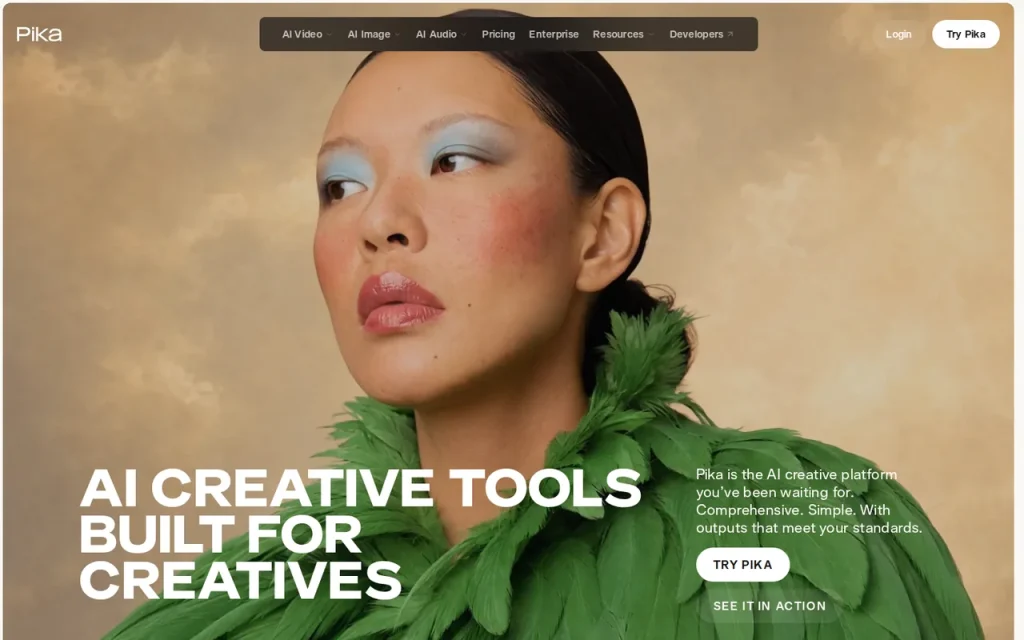 Pika homepage screenshot showing the official landing page