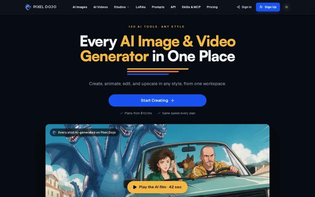 Pixel Dojo homepage screenshot showing the official landing page