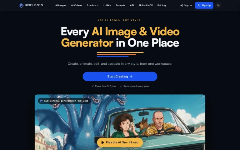 Pixel Dojo homepage screenshot showing the official landing page