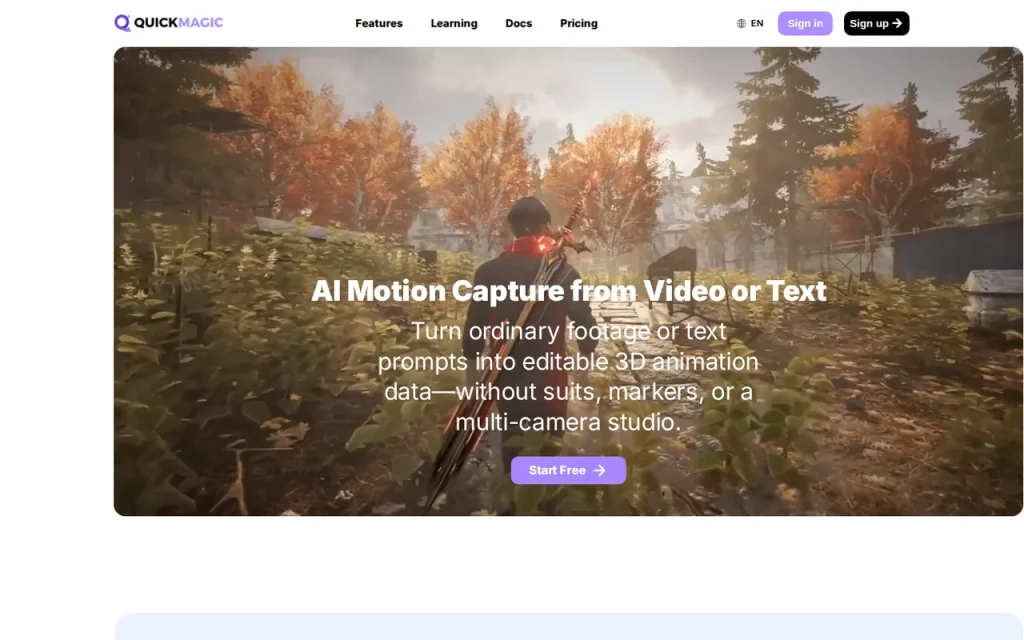 QuickMagic homepage screenshot showing the official landing page