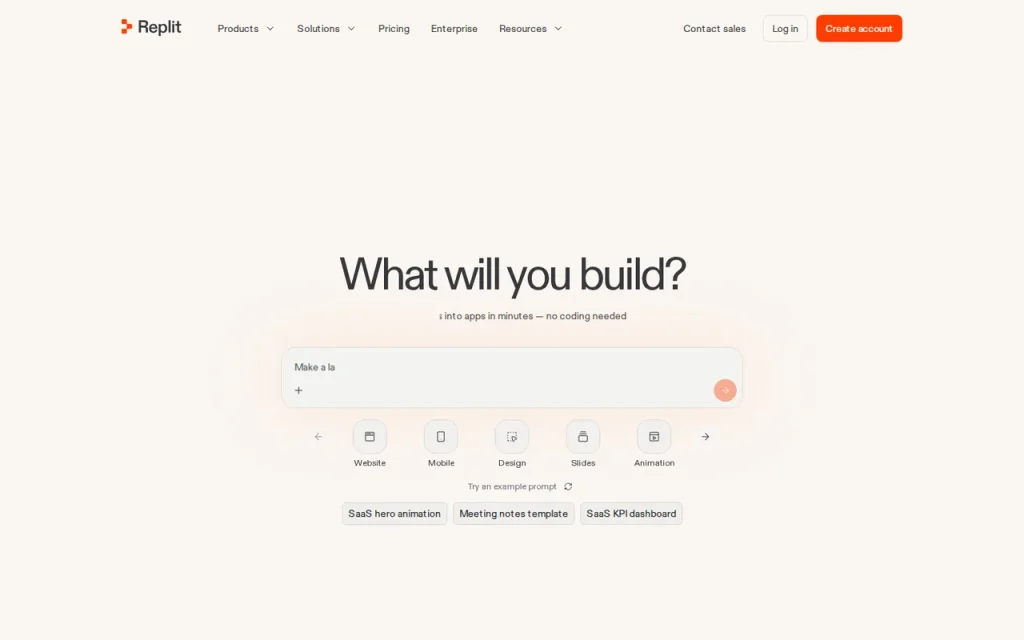 Replit homepage screenshot showing the official landing page