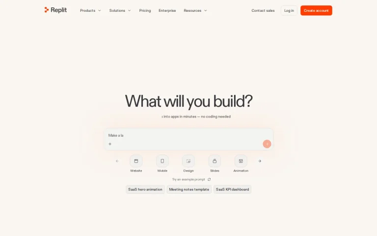 Replit homepage screenshot showing the official landing page